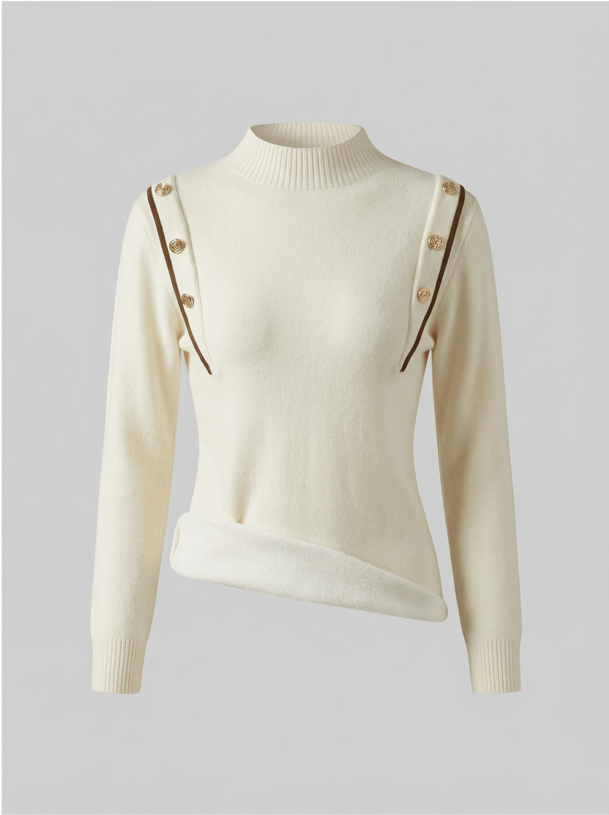 Suéter Peluciado com Botões Dourados - Chic