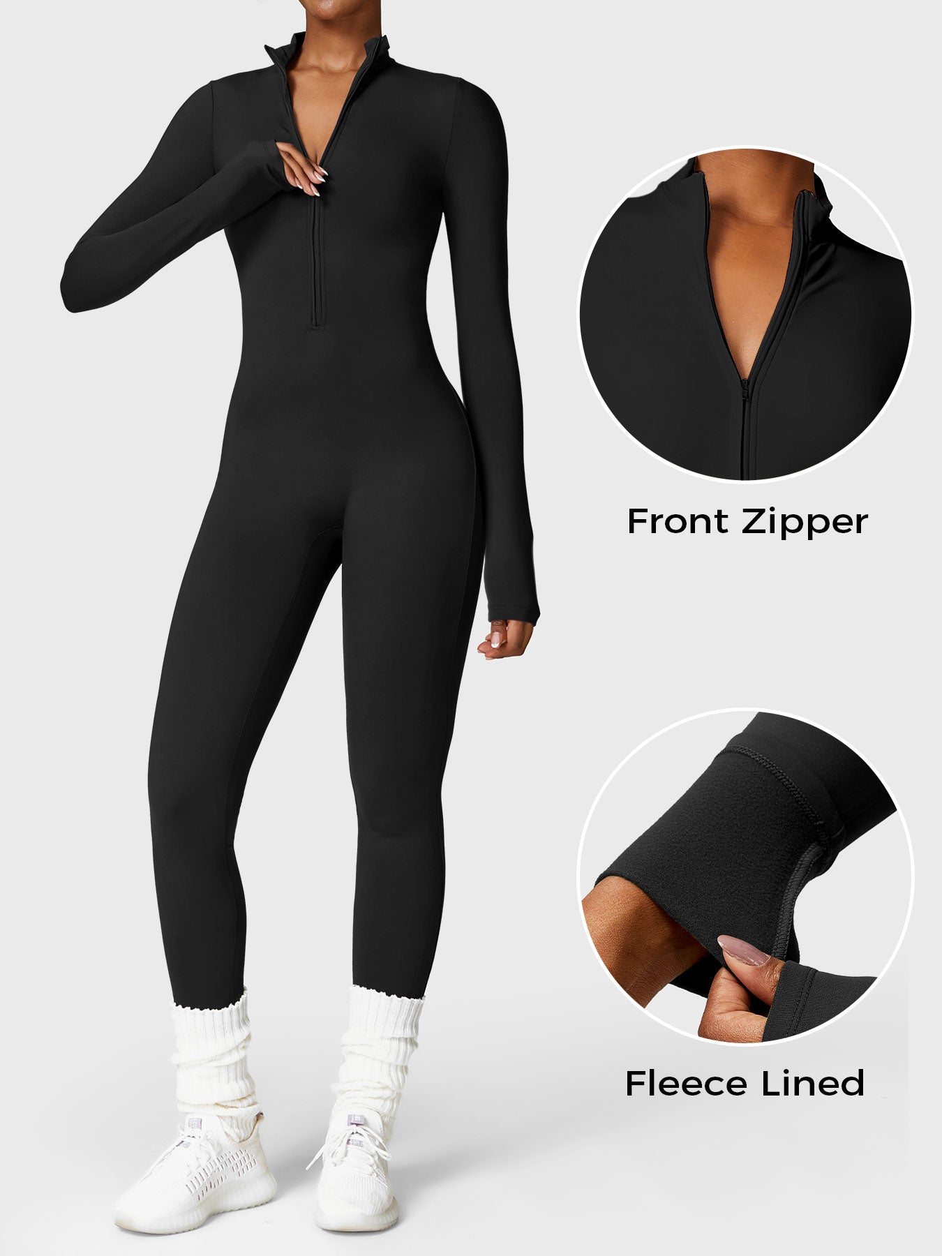 Macacão Feminino Térmico Longo Peluciado com Zíper – Aspen