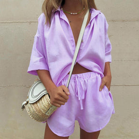 Conjunto de Blusa e Short Feminino em Linho - Mari