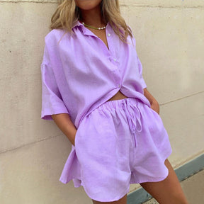 Conjunto de Blusa e Short Feminino em Linho - Mari